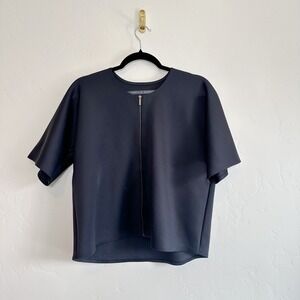 ADAY | Waste Nothing Recycled Scuba Full Zip Short Sleeve Reversible Top, Black